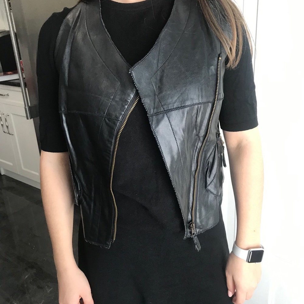 Women vegan leather vest